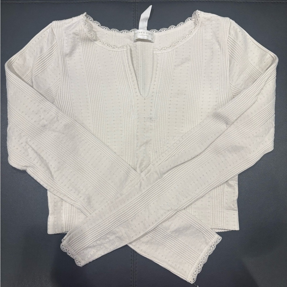Altar'd State Cream Lace Long Sleeve Top